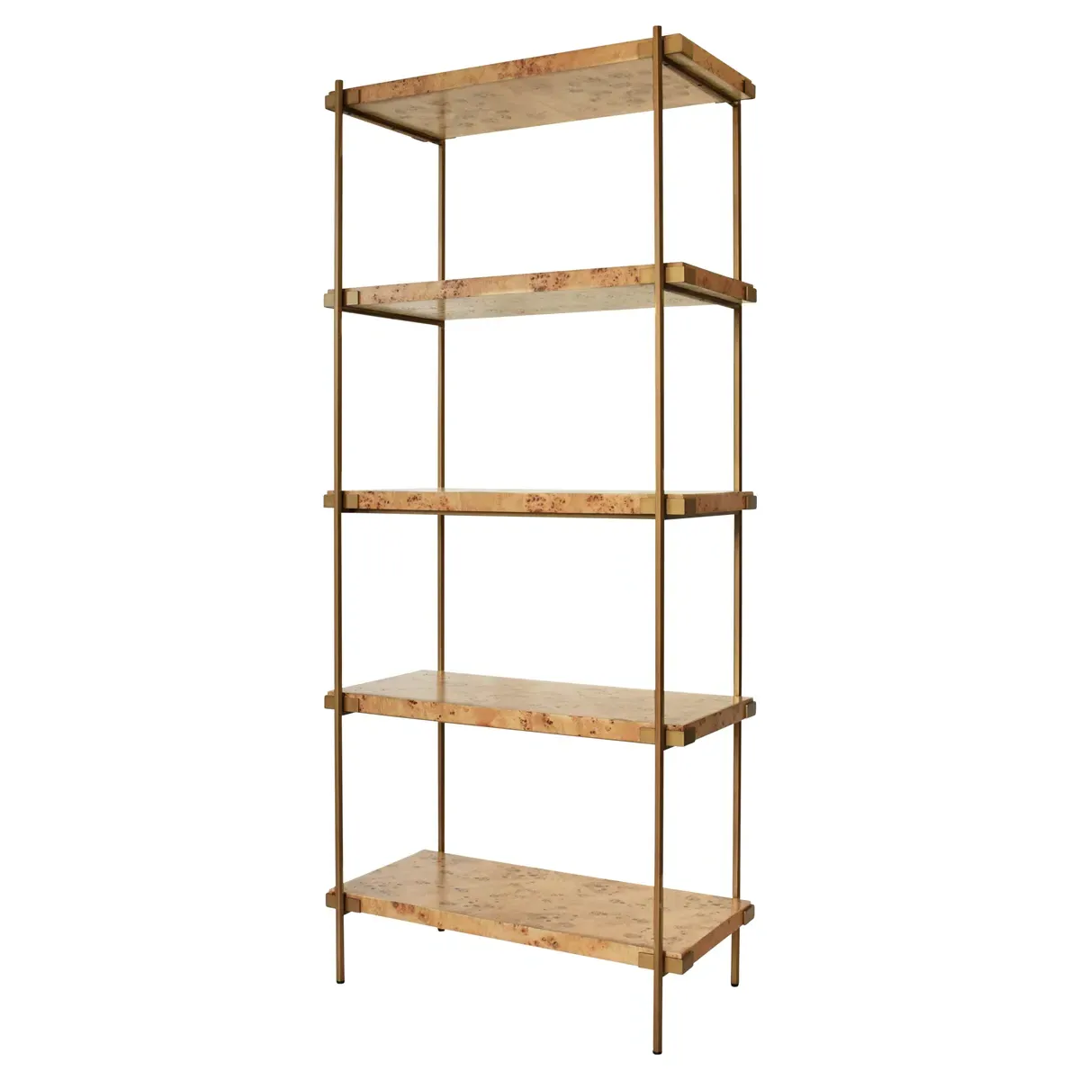 Harris Burl Wood Etagere - Burl, Antique Brass