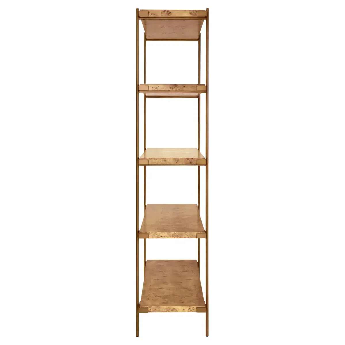 Harris Burl Wood Etagere - Burl, Antique Brass