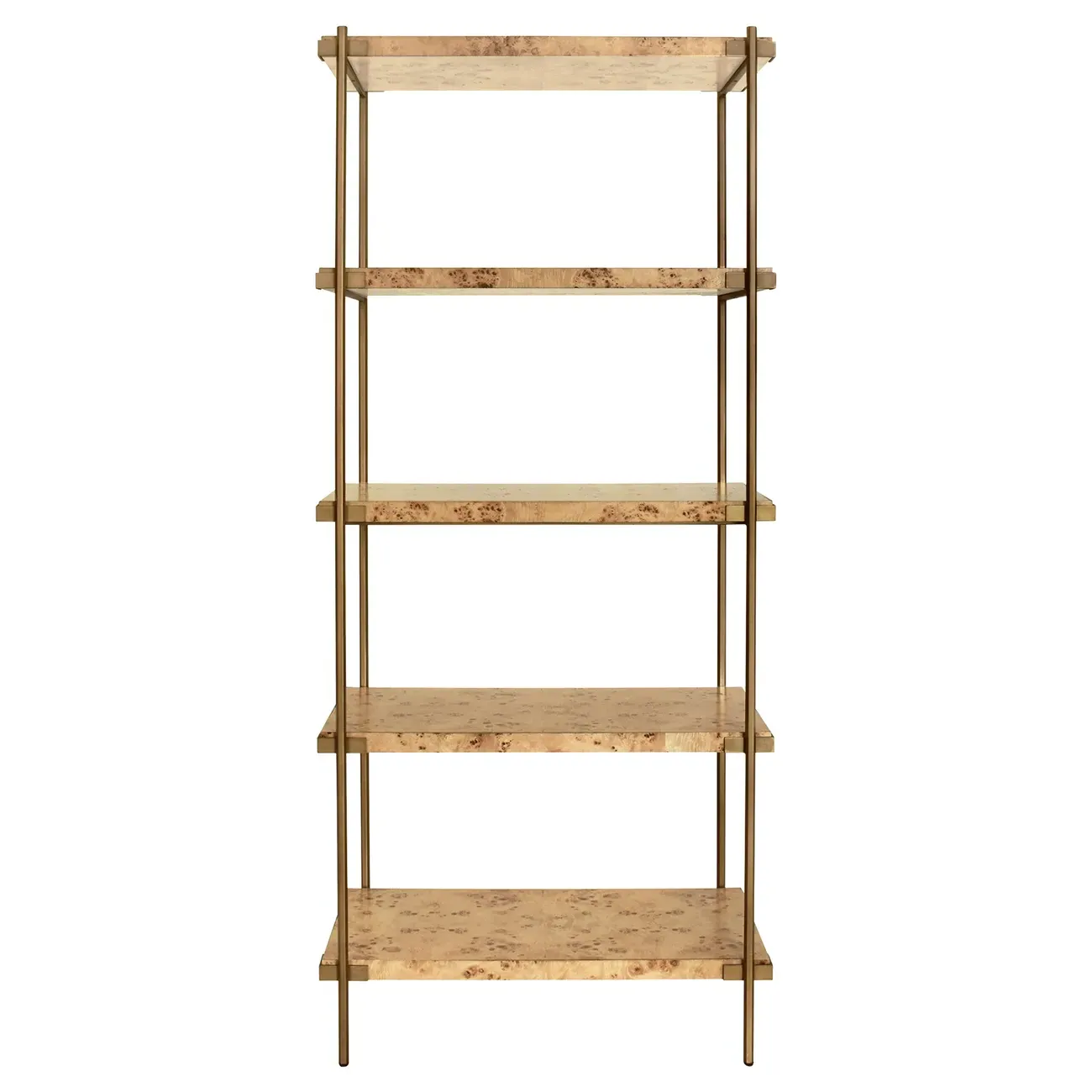 Harris Burl Wood Etagere - Burl, Antique Brass