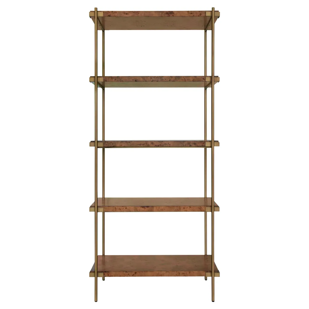 Harris Burl Wood Etagere - Dark Burl, Antique Brass image