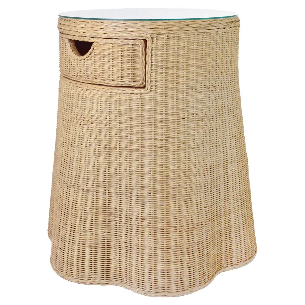 Ingrid Scalloped Side Table - Natural, Rattan