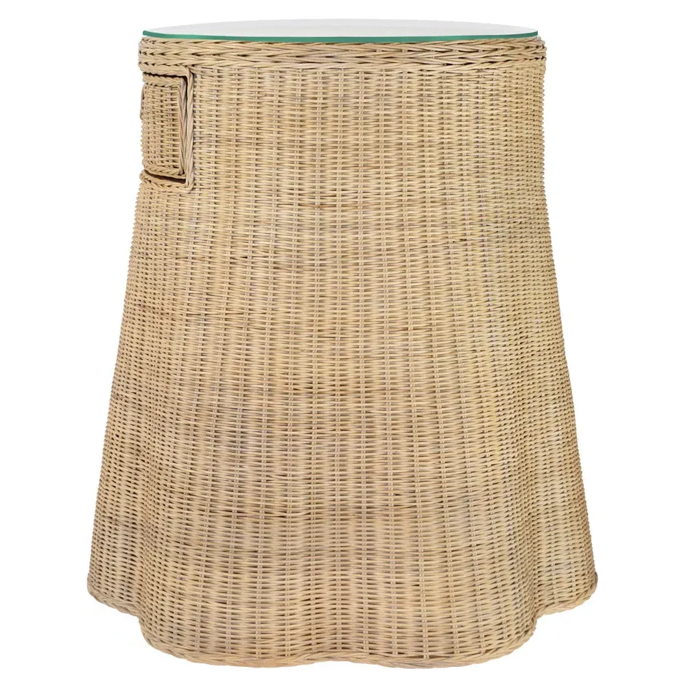 Ingrid Scalloped Side Table - Natural, Rattan
