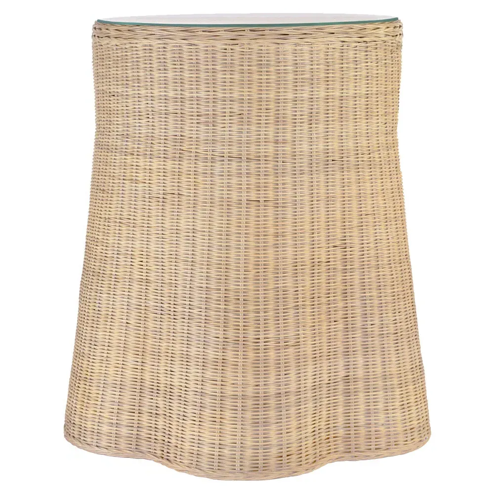 Ingrid Scalloped Side Table - Natural, Rattan