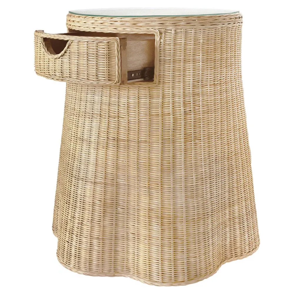 Ingrid Scalloped Side Table - Natural, Rattan