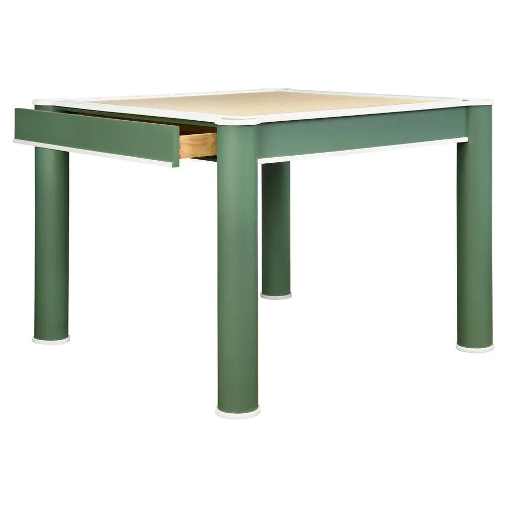 Jackie Square Game Table - Green, Lacquer Wood