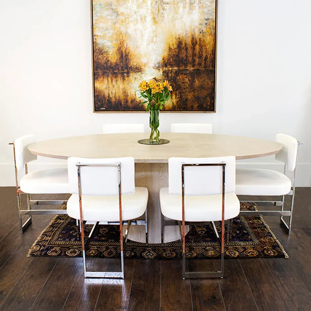 Jefferson Oval Dining Table - Beige, Wood