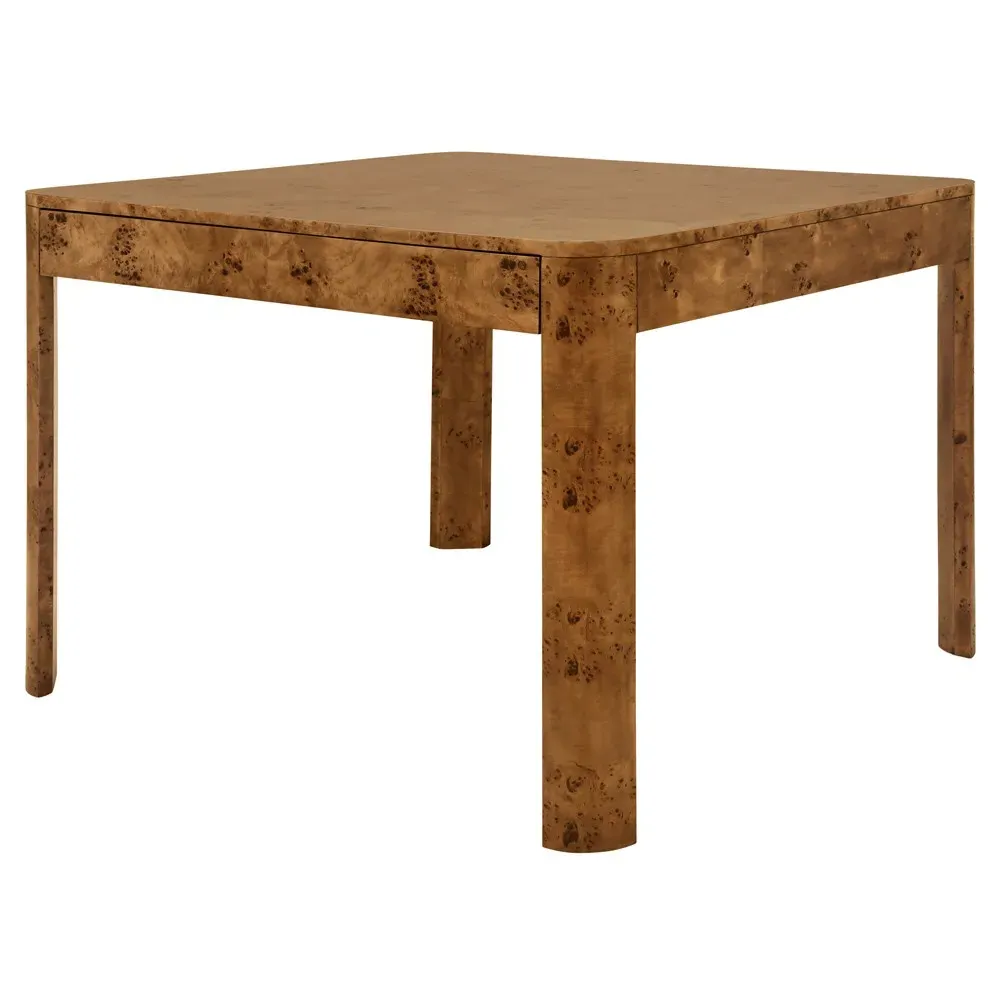 Jett Square Game Table - Brown, Burl Wood
