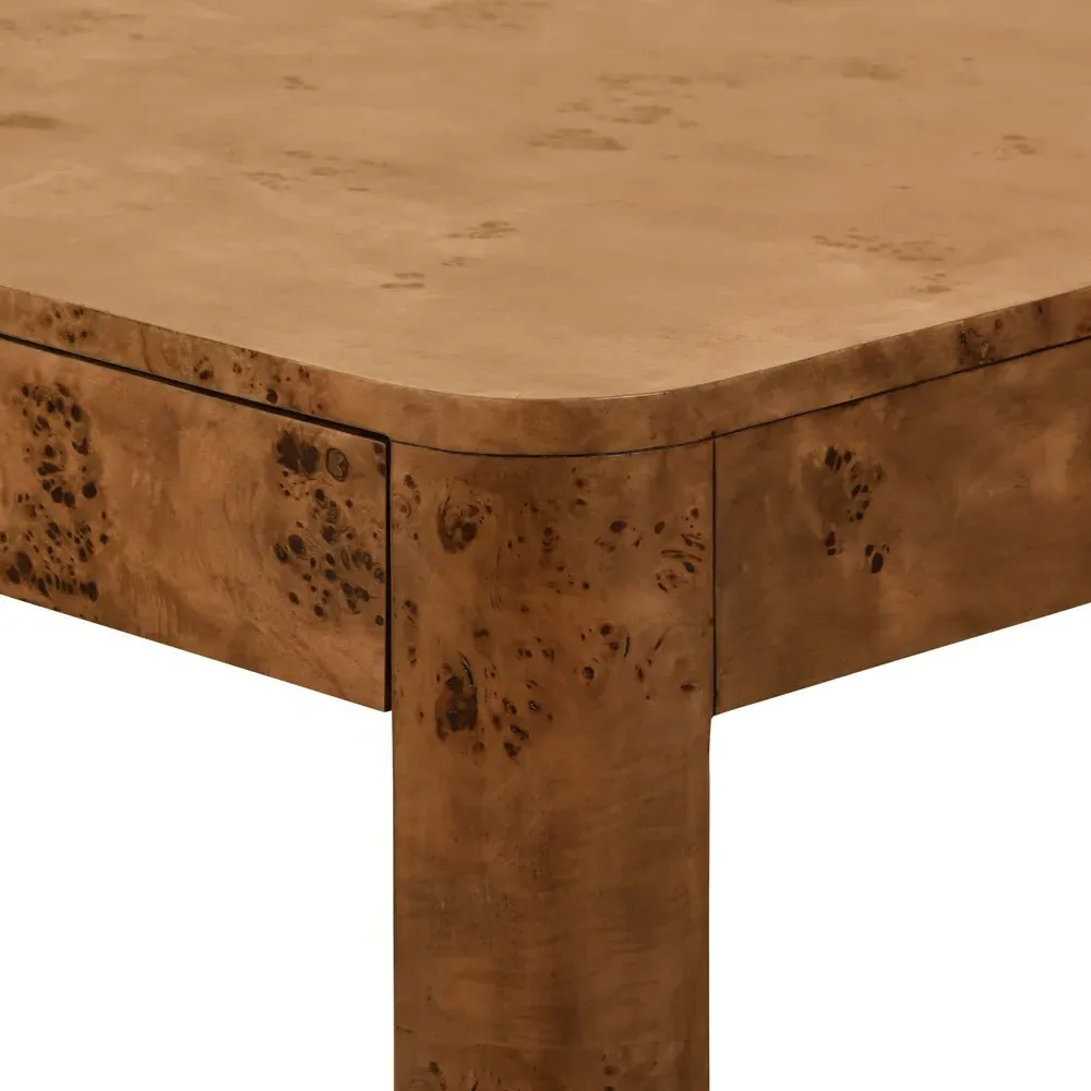 Jett Square Game Table - Brown, Burl Wood