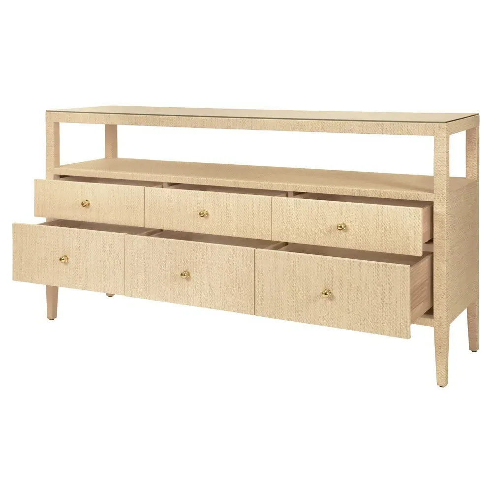 Jordan Console Table - Natural, Grasscloth