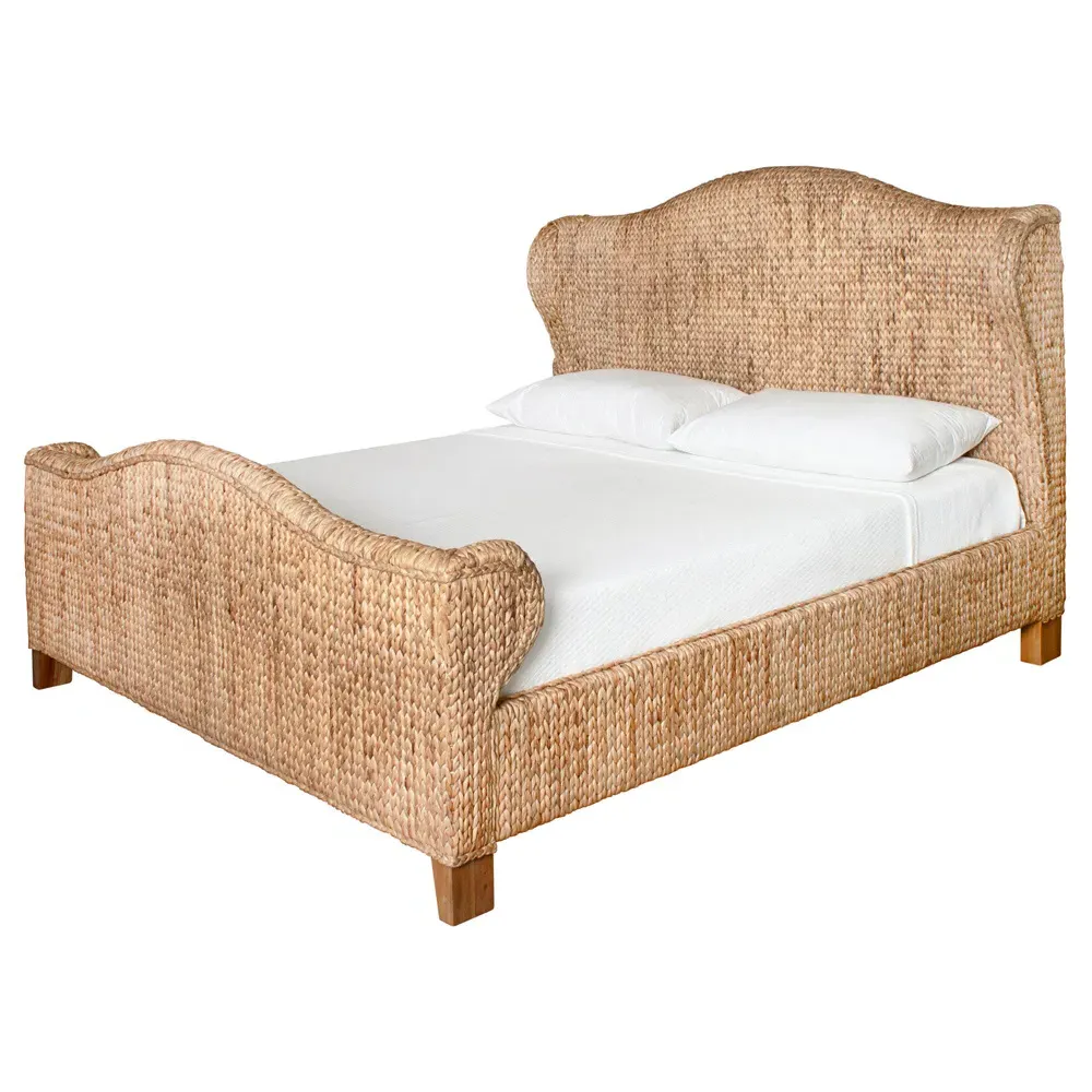 Jovi King Size Wingback Bed - Brown, Water Hyacinth