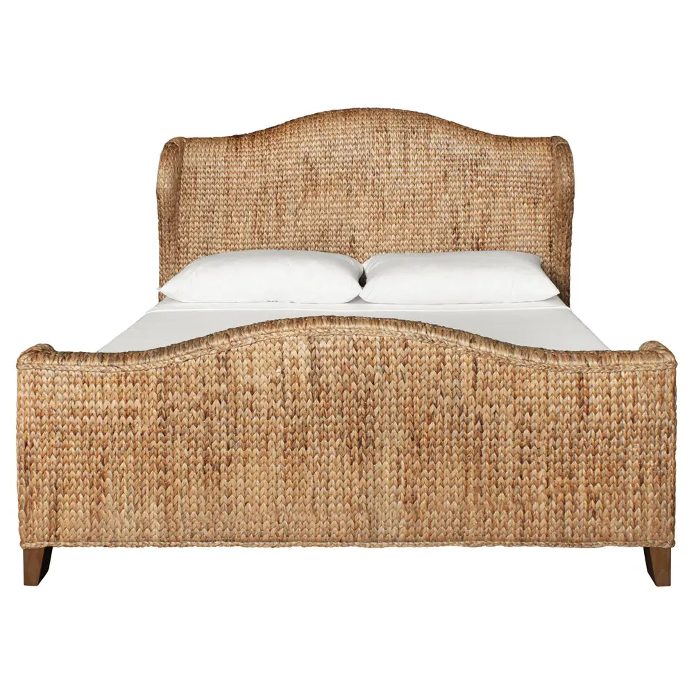 Jovi King Size Wingback Bed - Brown, Water Hyacinth