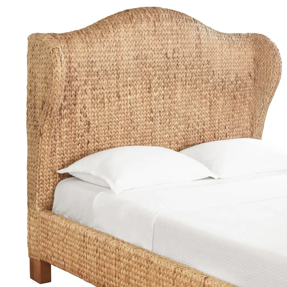 Jovi Queen Size Wingback Bed - Brown, Water Hyacinth