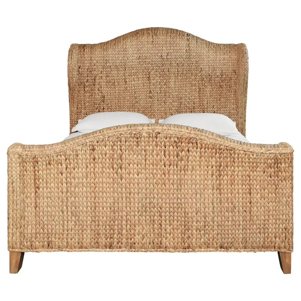 Jovi Queen Size Wingback Bed - Brown, Water Hyacinth