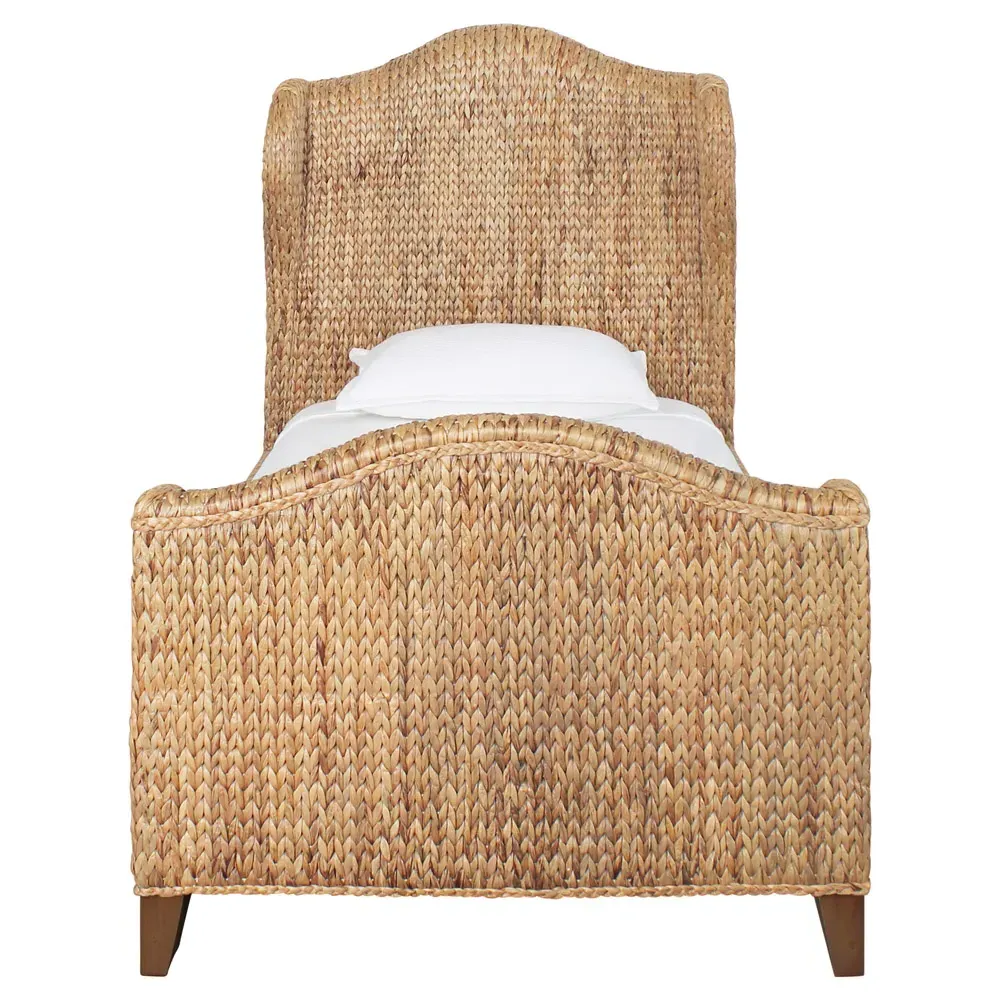 Jovi Twin Size Wingback Bed - Brown, Water Hyacinth image