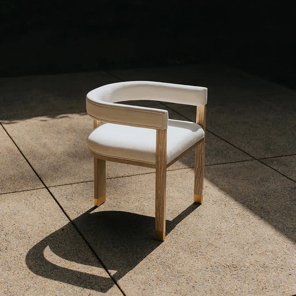 Jude Barrel Chair - White, Cerused Oak