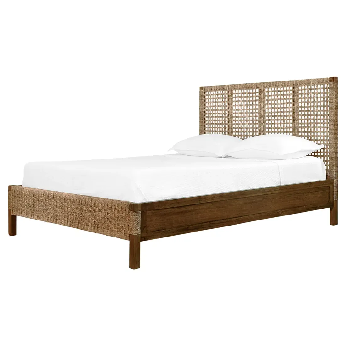 Karina Queen Size Bed Frame - Brown, Seagrass