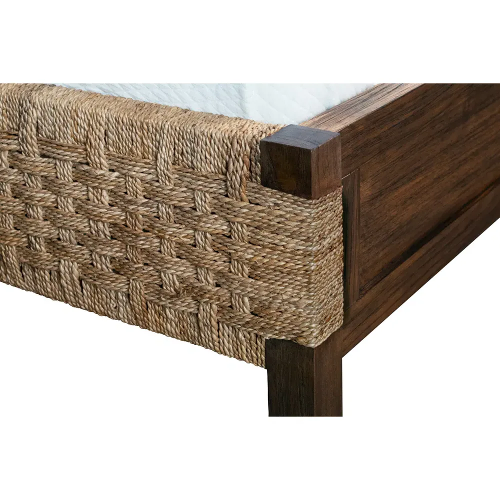 Karina Queen Size Bed Frame - Brown, Seagrass