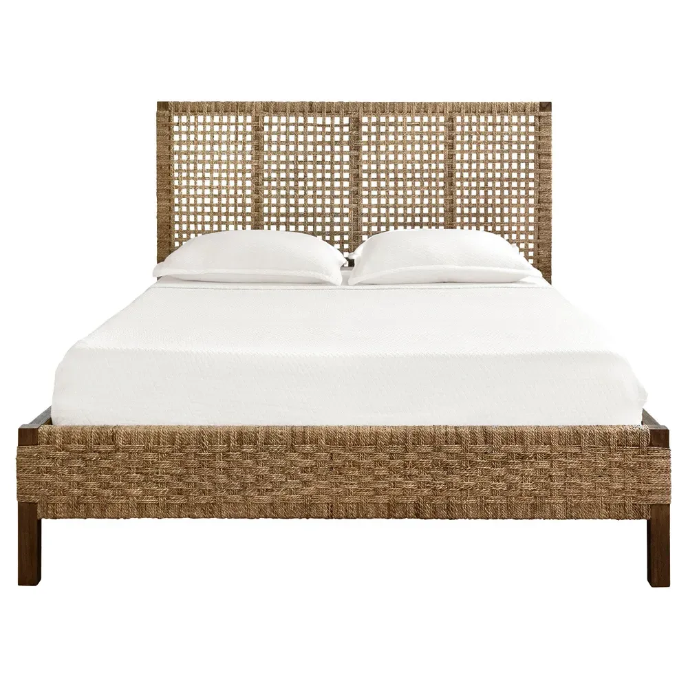 Karina Queen Size Bed Frame - Brown, Seagrass image