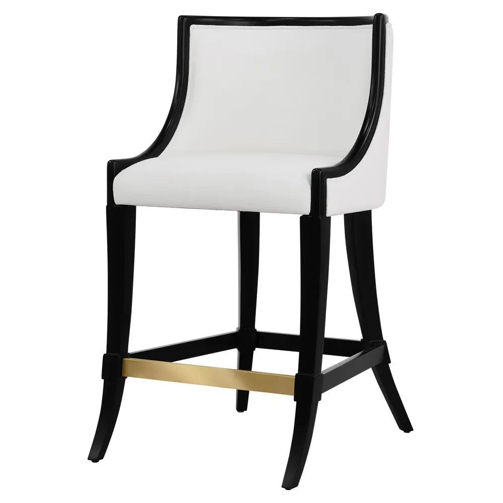 Keaton Counter Stool - White, Lacquered Wood