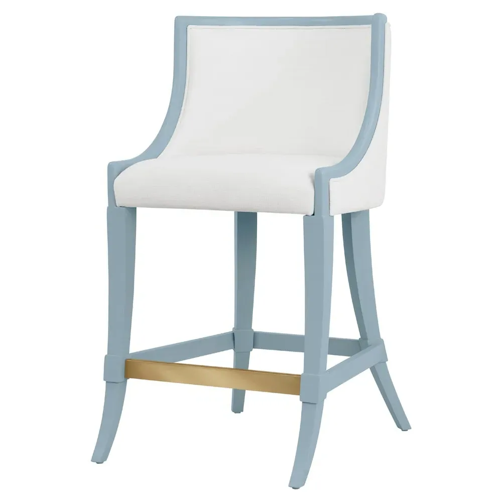 Keaton Counter Stool - White, Lacquered Wood