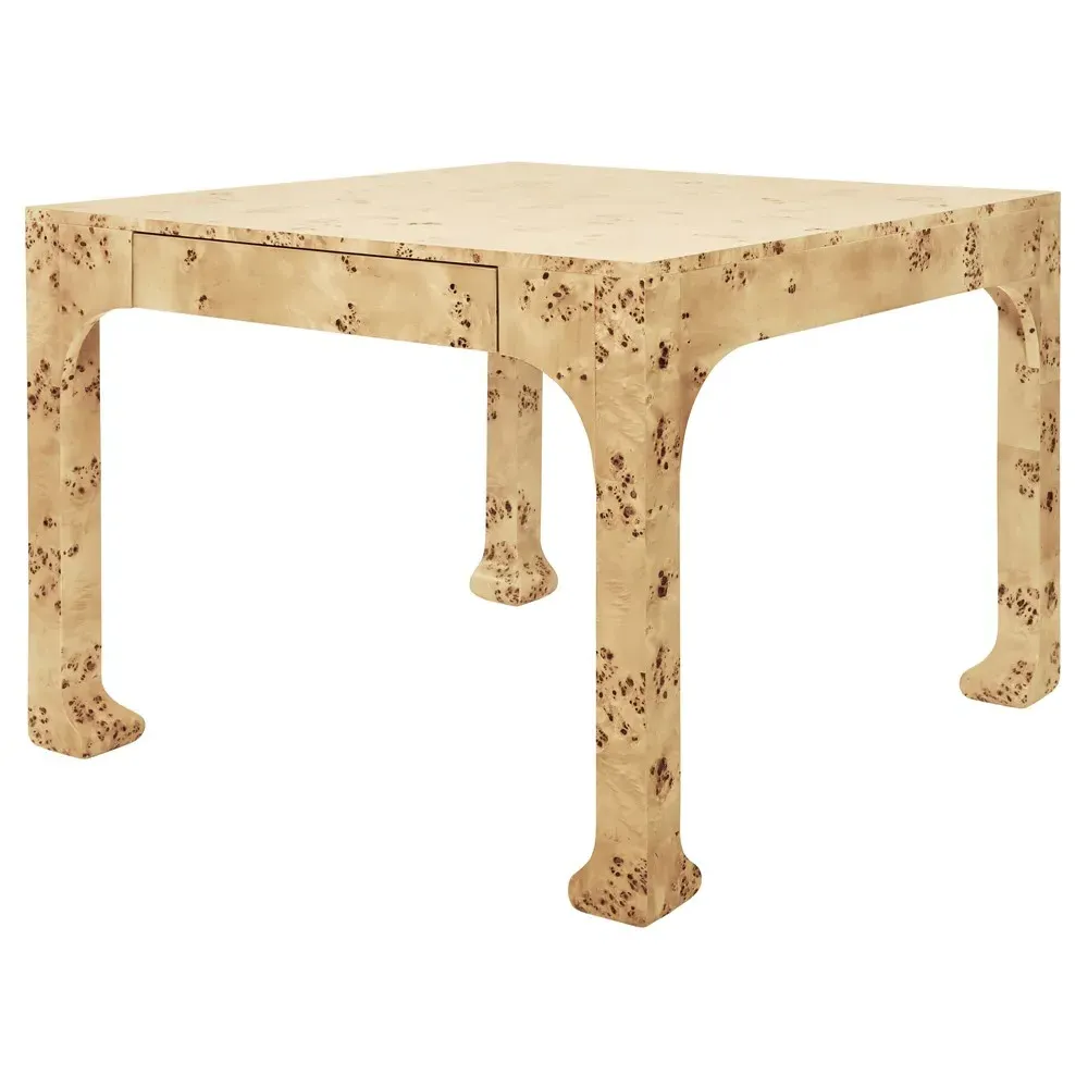 Kerry Square Game Table - Brown, Burl Wood