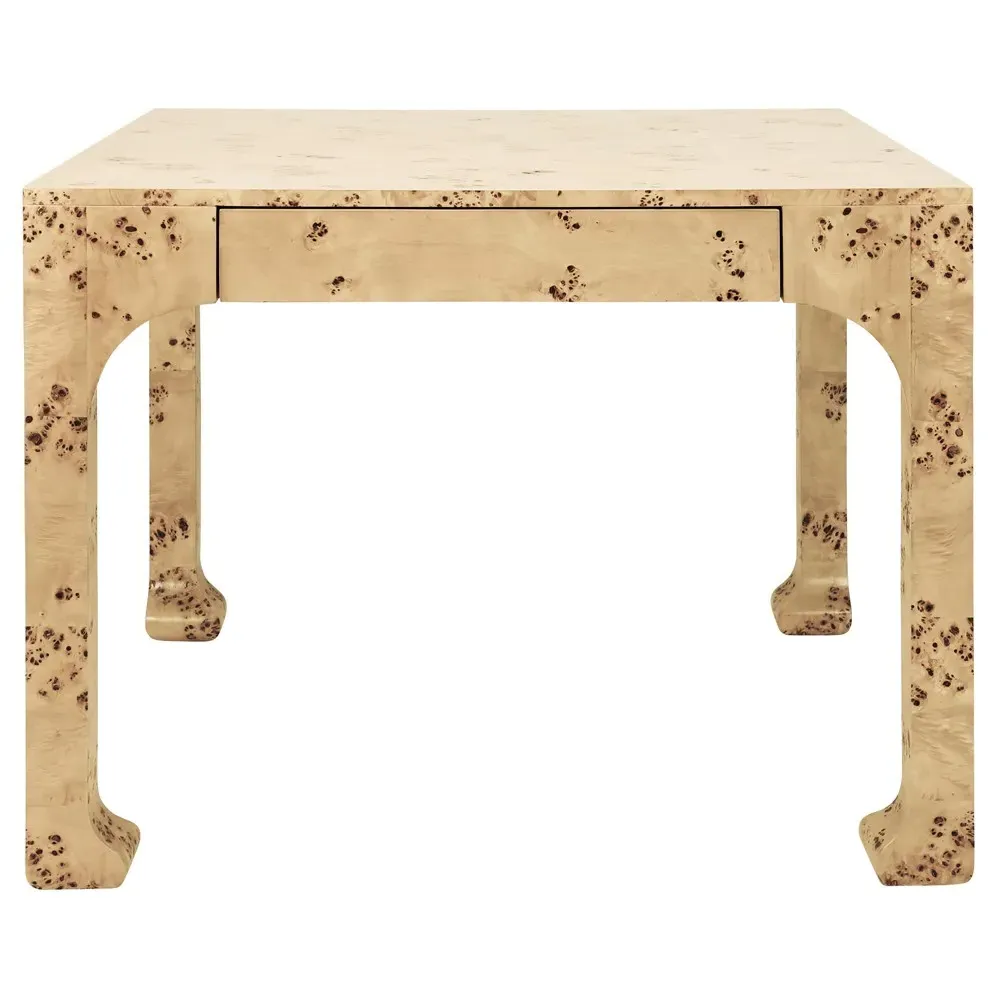 Kerry Square Game Table - Brown, Burl Wood