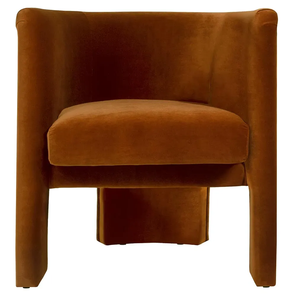 Lansky Barrel Club Arm Chair - Brown, Velvet