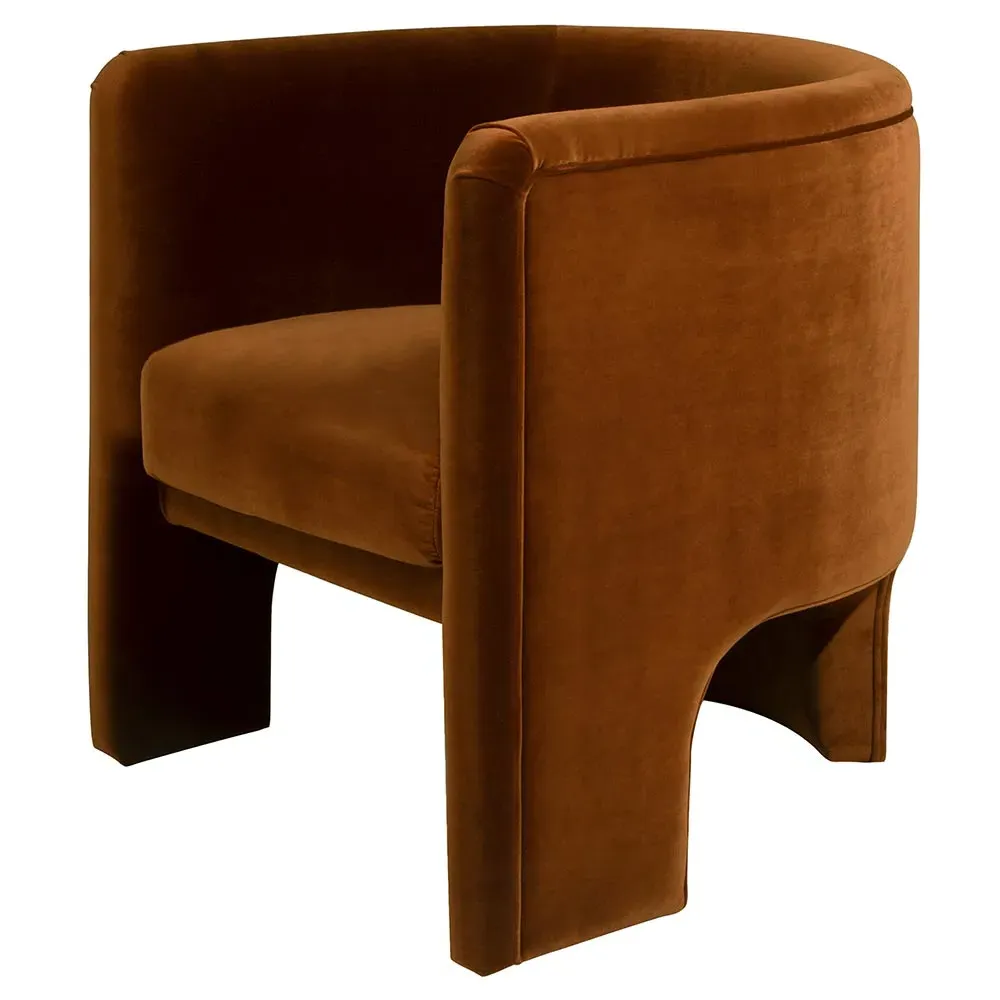Lansky Barrel Club Arm Chair - Brown, Velvet