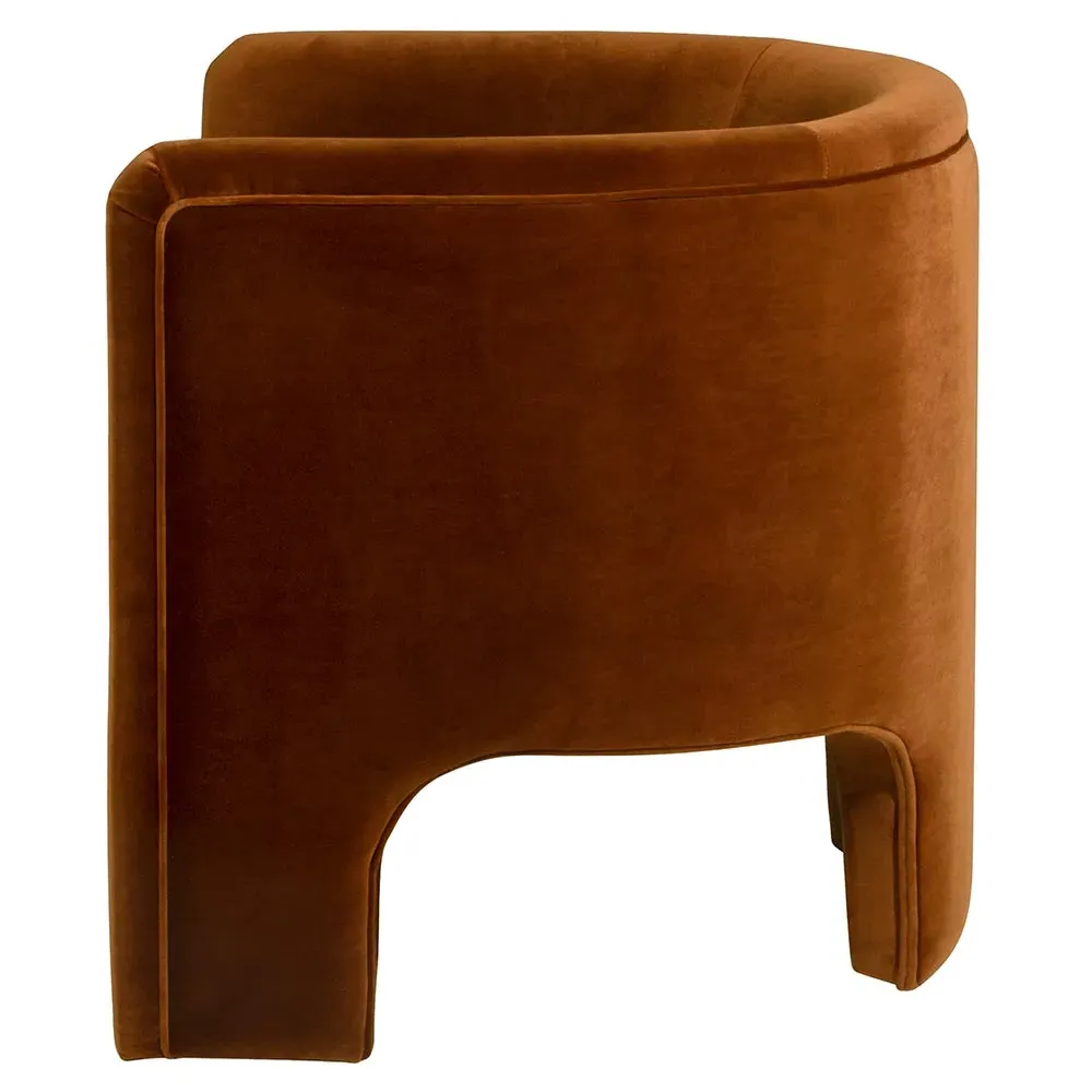 Lansky Barrel Club Arm Chair - Brown, Velvet