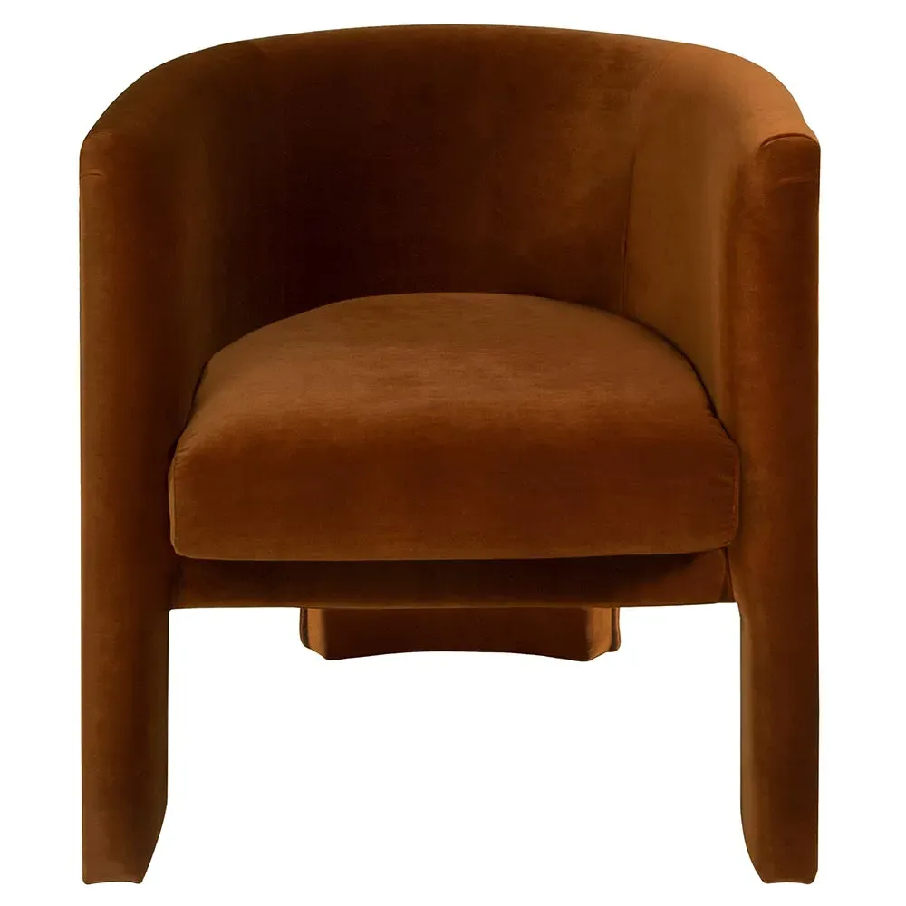 Lansky Barrel Club Arm Chair - Brown, Velvet
