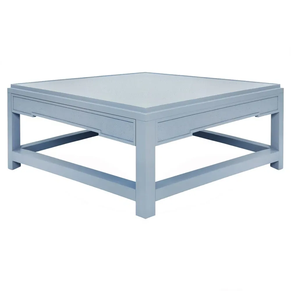 Locklin Storage Coffee Table - Light Blue, Grasscloth
