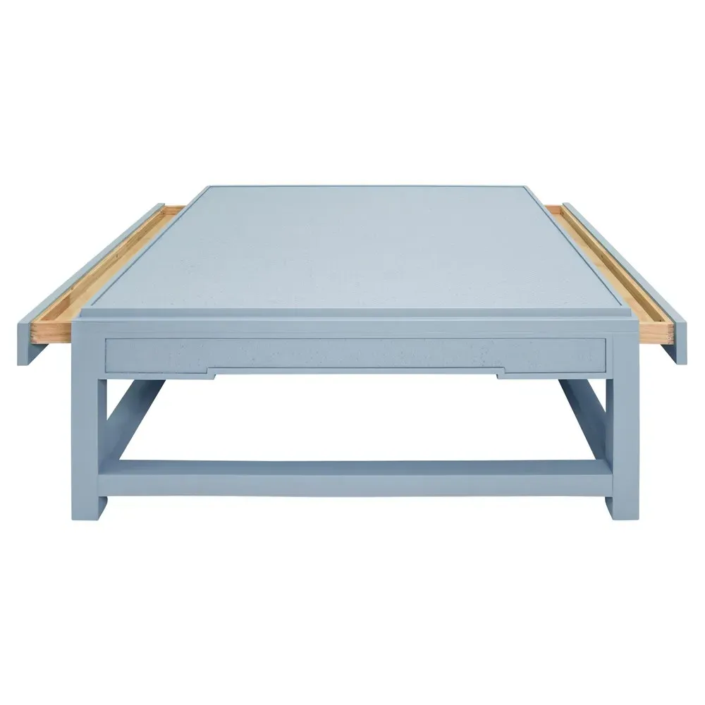 Locklin Storage Coffee Table - Light Blue, Grasscloth