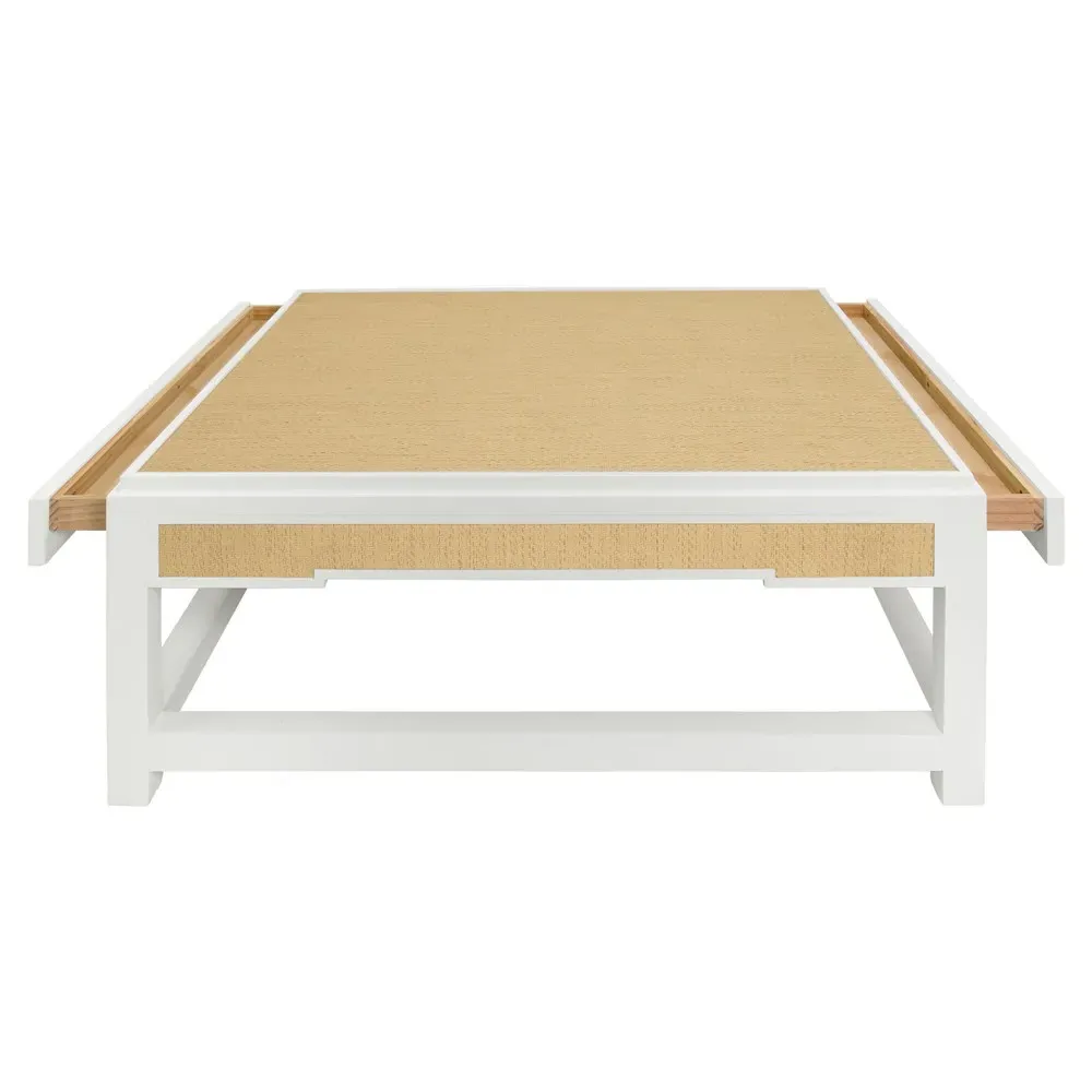 Locklin Storage Coffee Table - White, Grasscloth