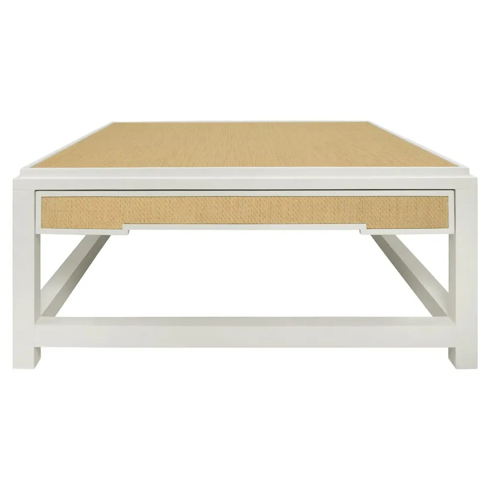 Locklin Storage Coffee Table - White, Grasscloth