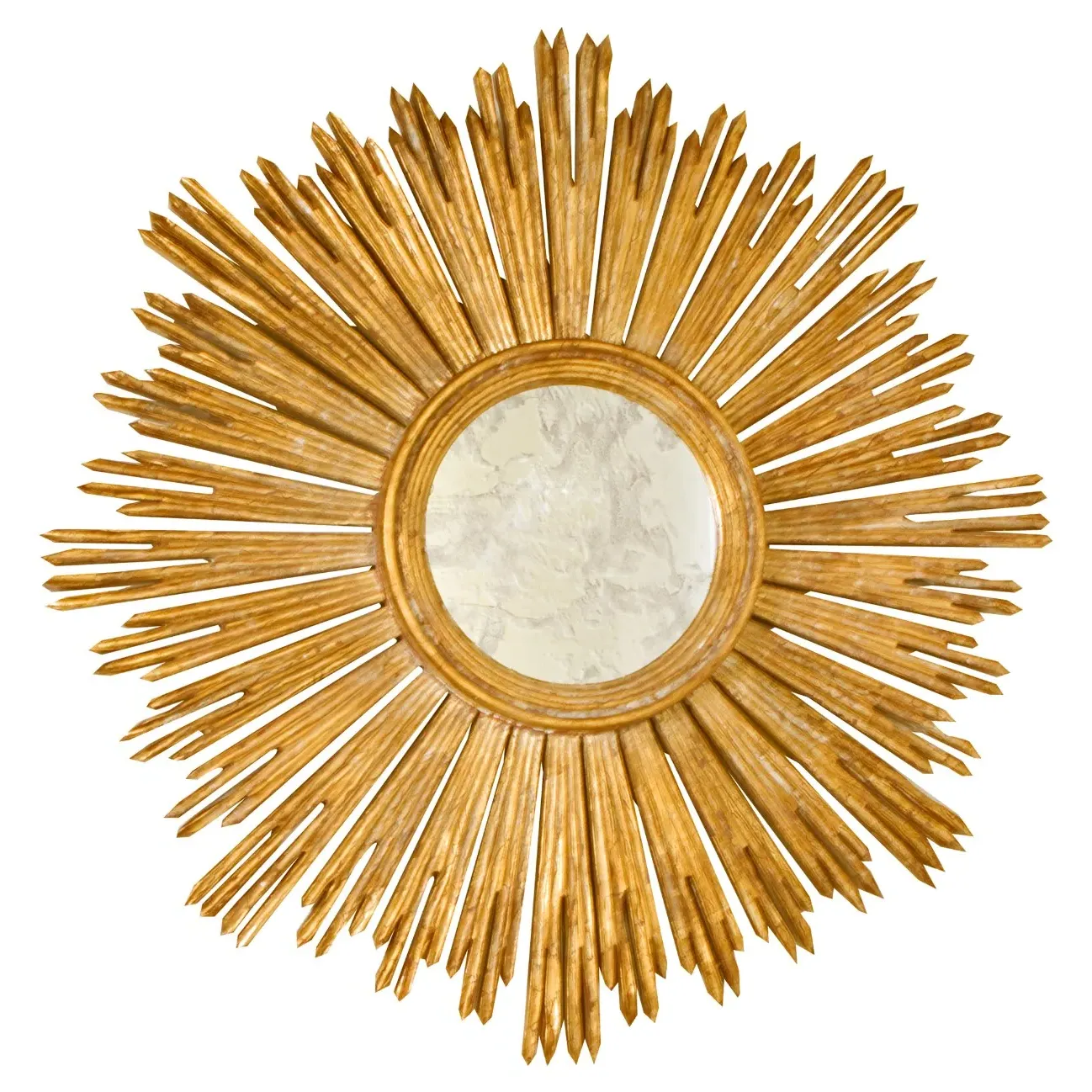 Margeaux Round Starburst Wall Mirror - Gold, Wood