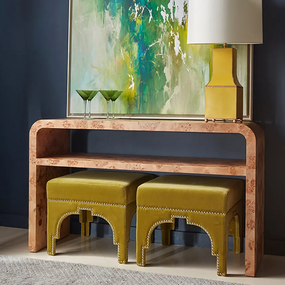 Marshall Rectangular Console Table - Brown, Burl