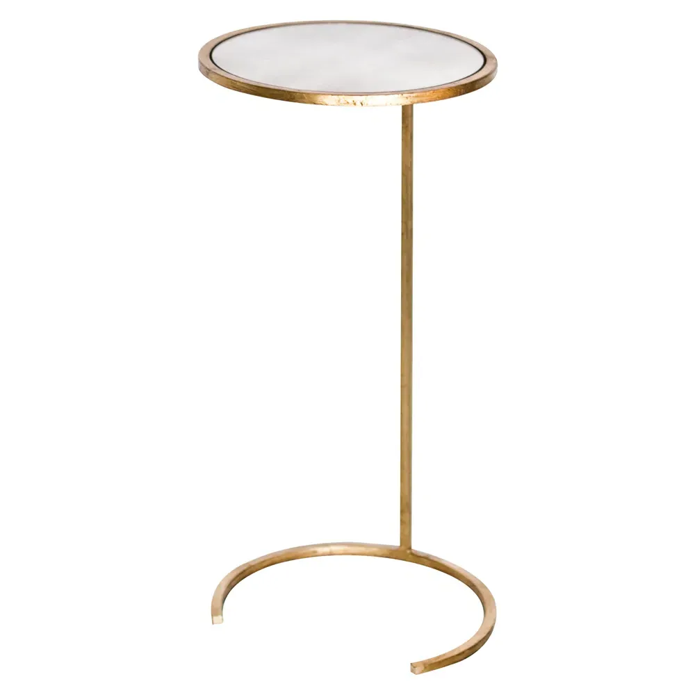 Monaco C Side Table with Mirror Top - Gold, Metal