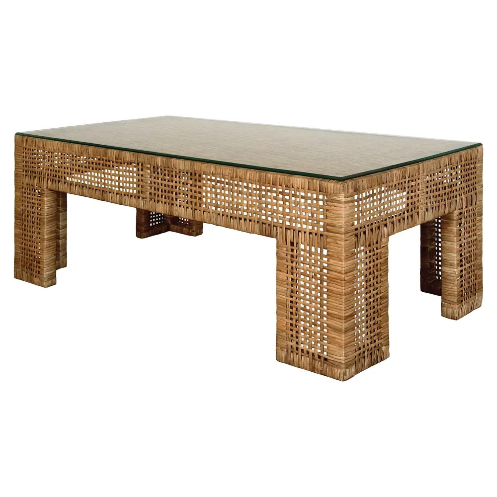 Montauk Rectangular Coffee Table - Brown, Rattan