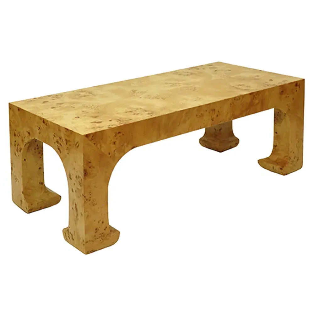 Nicola Rectangular Pagoda Coffee Table - Brown, Burl Wood