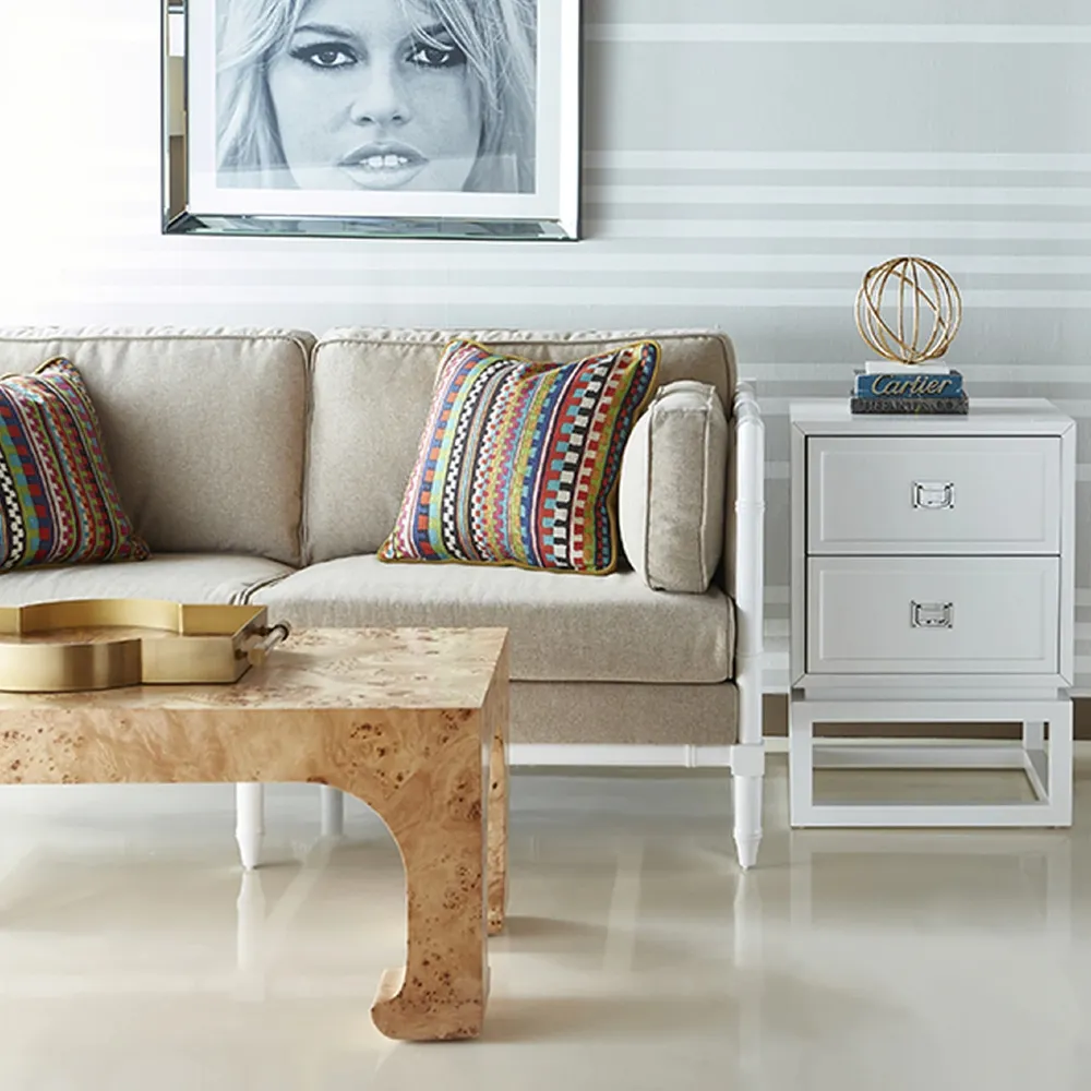 Nicola Rectangular Pagoda Coffee Table - Brown, Burl Wood