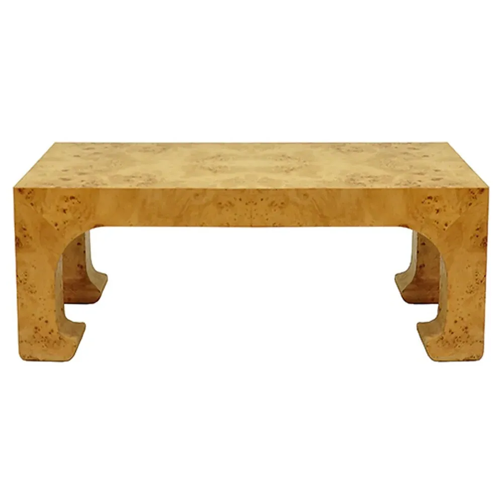 Nicola Rectangular Pagoda Coffee Table - Brown, Burl Wood image