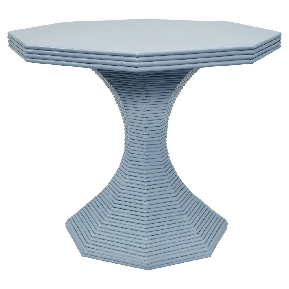 Octavia Round Pedestal Dining Table - Light Blue, Rattan