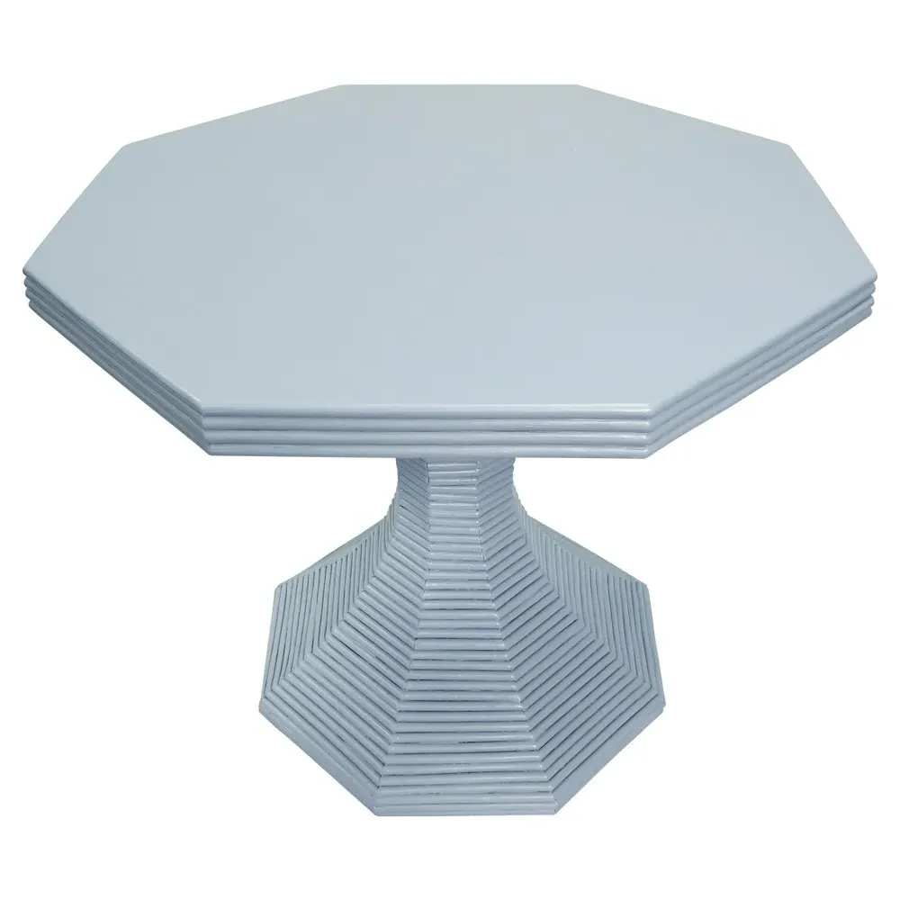 Octavia Round Pedestal Dining Table - Light Blue, Rattan