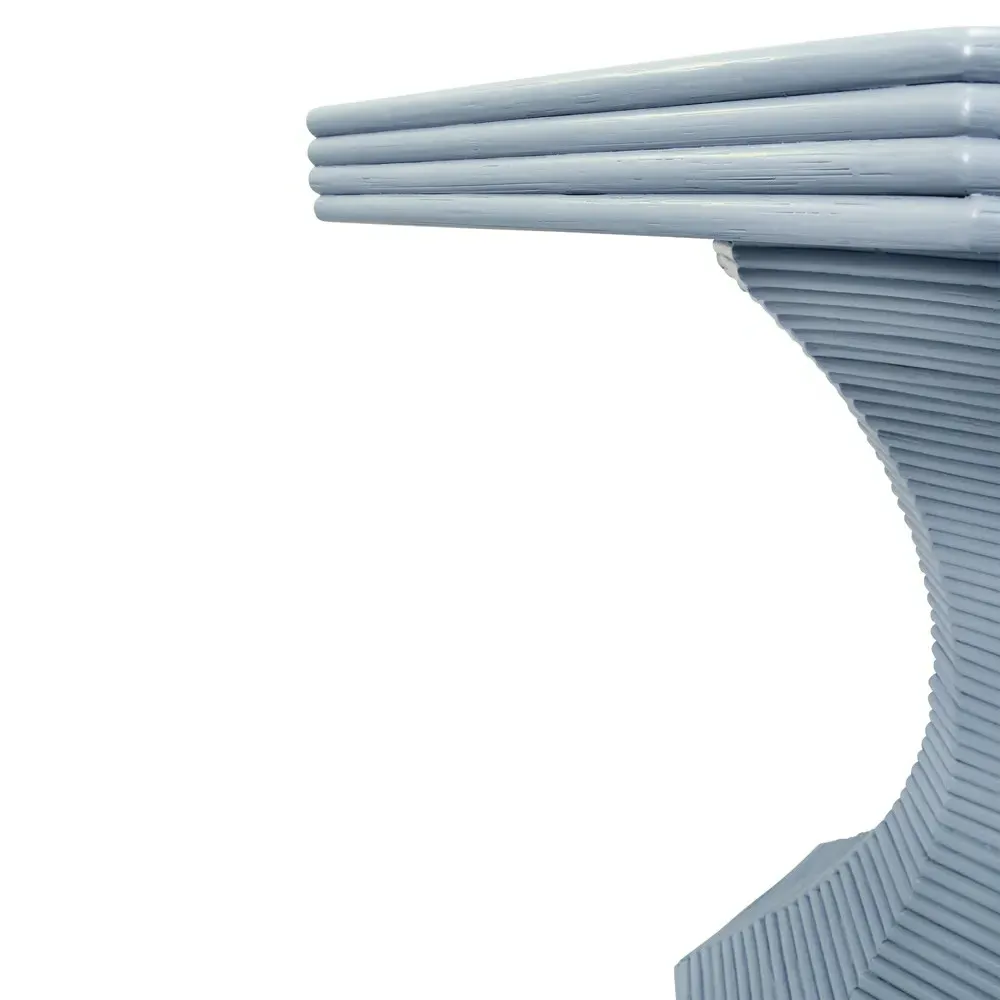 Octavia Round Pedestal Dining Table - Light Blue, Rattan