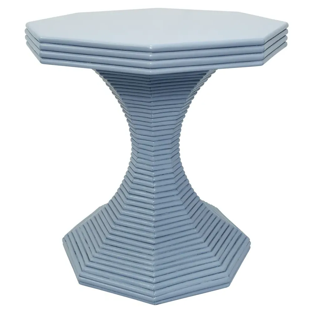Octavia Round Pedestal Dining Table - Light Blue, Rattan