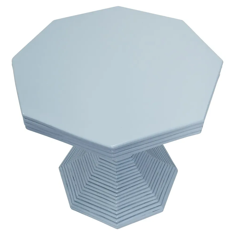 Octavia Round Pedestal Dining Table - Light Blue, Rattan