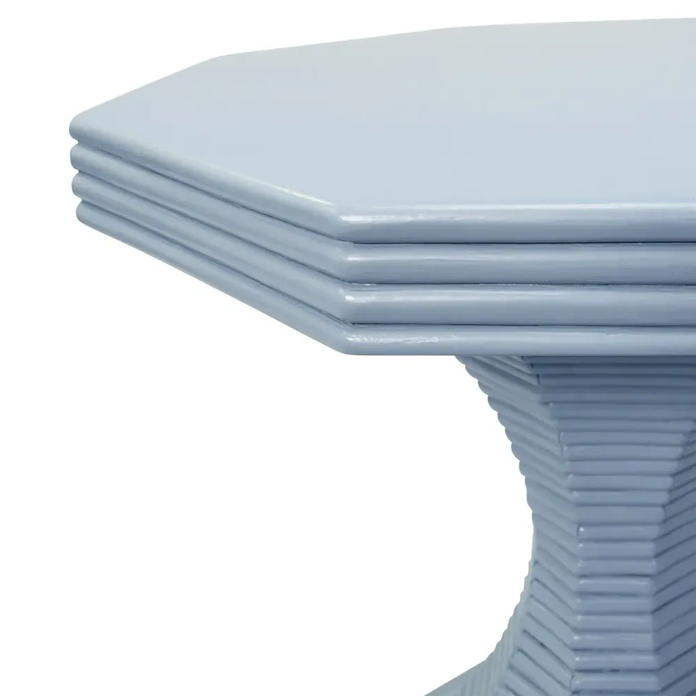 Octavia Round Pedestal Dining Table - Light Blue, Rattan