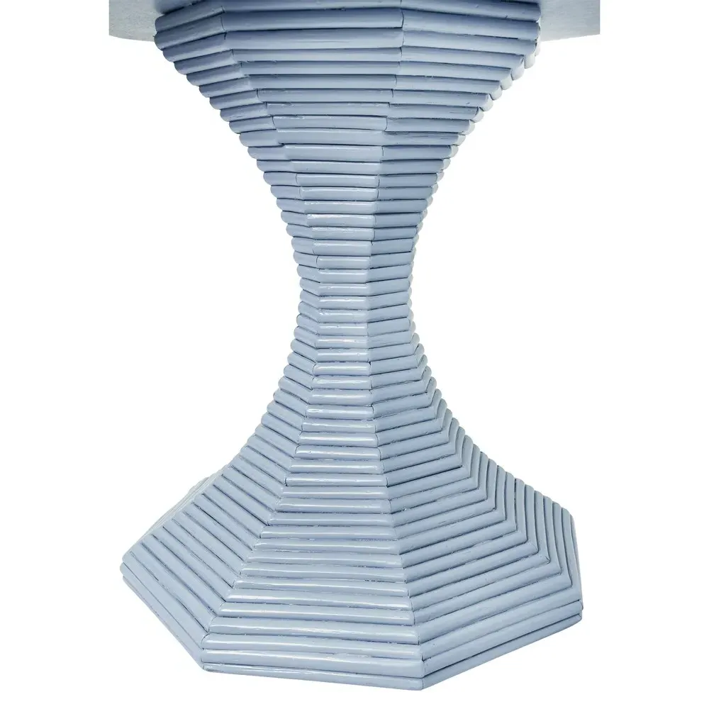 Octavia Round Pedestal Dining Table - Light Blue, Rattan