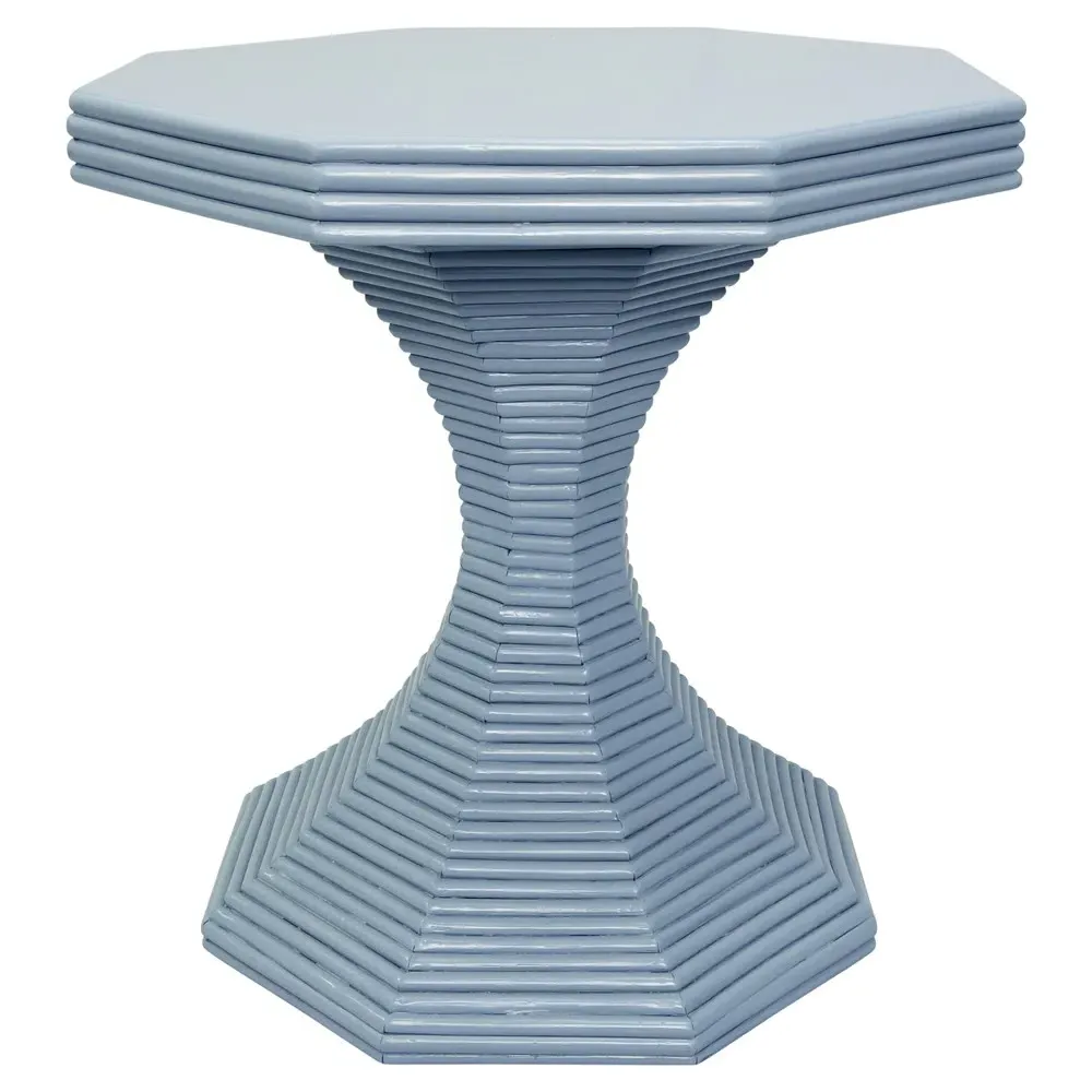 Octavia Round Pedestal Dining Table - Light Blue, Rattan image
