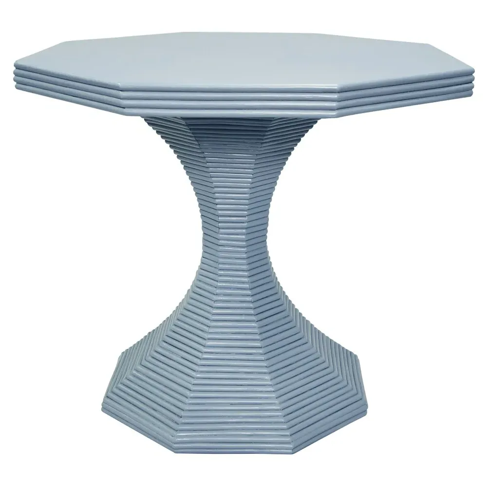 Octavia Round Pedestal Dining Table - Light Blue, Rattan